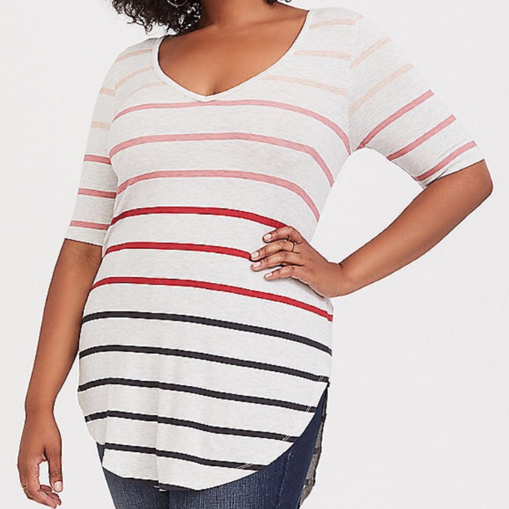TORRID- Super Soft Multi Stripe Tunic Tee